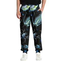 Colorful Abstract Pattern Consisting Glowing Lights Luminescent Images Marine Plankton Dark Backgrou Men s Elastic Waist Pants by Ket1n9