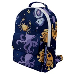 Marine Seamless Pattern Thin Line Memphis Style Flap Pocket Backpack (small) by Ket1n9