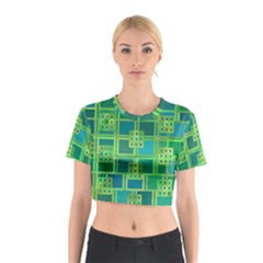 Green Abstract Geometric Cotton Crop Top by Ket1n9