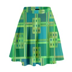 Green Abstract Geometric High Waist Skirt by Ket1n9