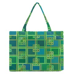 Green Abstract Geometric Zipper Medium Tote Bag by Ket1n9