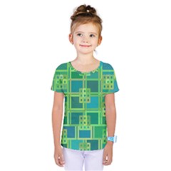 Green Abstract Geometric Kids  One Piece T-shirt