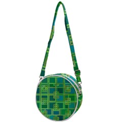 Green Abstract Geometric Crossbody Circle Bag by Ket1n9