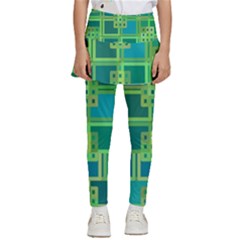 Green Abstract Geometric Kids  Skirted Pants by Ket1n9