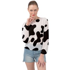 Cow Pattern Banded Bottom Chiffon Top