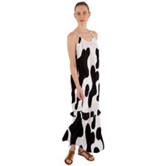Cow Pattern Cami Maxi Ruffle Chiffon Dress