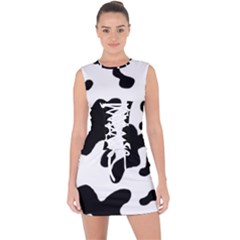 Cow Pattern Lace Up Front Bodycon Dress