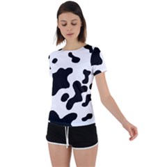Cow Pattern Back Circle Cutout Sports T-shirt