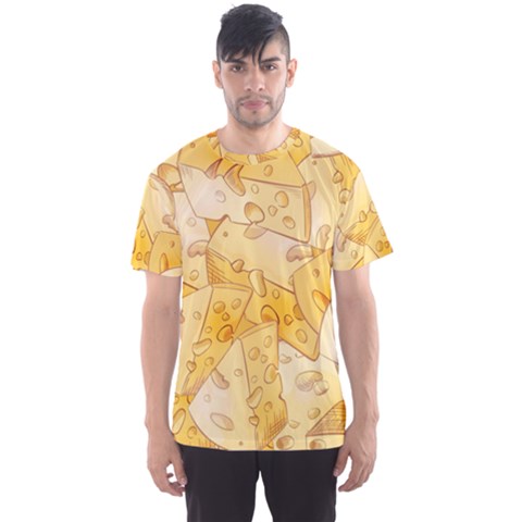 Cheese Slices Seamless Pattern Cartoon Style Men s Sport Mesh T-shirt by Ket1n9