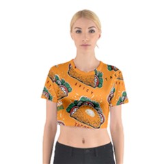 Seamless Pattern With Taco Cotton Crop Top