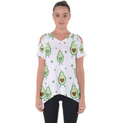 Cute Seamless Pattern With Avocado Lovers Cut Out Side Drop T-shirt