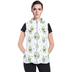 Cute Seamless Pattern With Avocado Lovers Women s Puffer Vest by Ket1n9