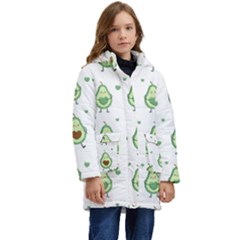 Cute Seamless Pattern With Avocado Lovers Kids  Hooded Longline Puffer Jacket by Ket1n9