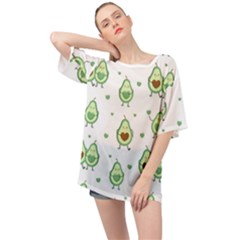 Cute Seamless Pattern With Avocado Lovers Oversized Chiffon Top by Ket1n9