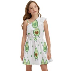 Cute Seamless Pattern With Avocado Lovers Kids  One Shoulder Party Dress by Ket1n9
