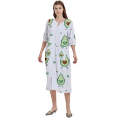 Cute Seamless Pattern With Avocado Lovers Women s Cotton 3/4 Sleeve Night Gown by Ket1n9