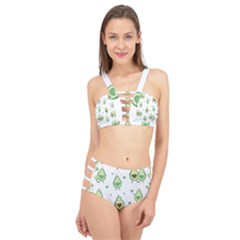Cute Seamless Pattern With Avocado Lovers Cage Up Bikini Set by Ket1n9