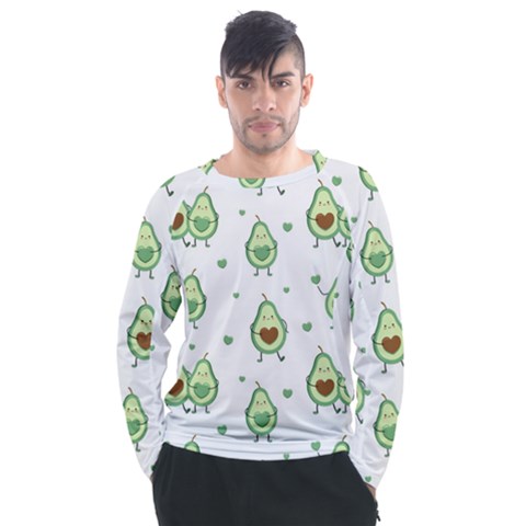 Cute Seamless Pattern With Avocado Lovers Men s Long Sleeve Raglan T-shirt by Ket1n9