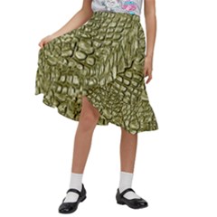 Aligator Skin Kids  Ruffle Flared Wrap Midi Skirt by Ket1n9