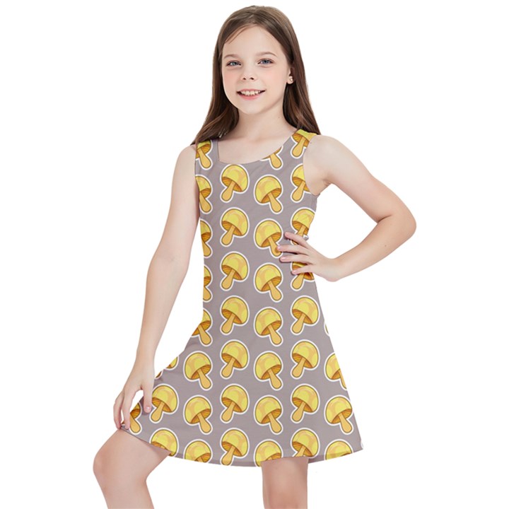 Yellow Mushroom Pattern Kids  Lightweight Sleeveless Dress
