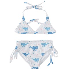 Seamless Pattern With Cute Sharks Hearts Kids  Classic Bikini Set