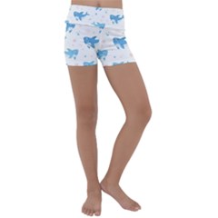 Seamless Pattern With Cute Sharks Hearts Kids  Lightweight Velour Yoga Shorts