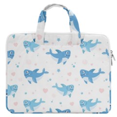 Seamless Pattern With Cute Sharks Hearts MacBook Pro 16  Double Pocket Laptop Bag 
