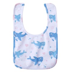 Seamless Pattern With Cute Sharks Hearts Baby Bib