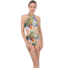 Multicolor Anime Colors Colorful Halter Side Cut Swimsuit by Ket1n9