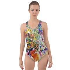 Multicolor Anime Colors Colorful Cut-out Back One Piece Swimsuit by Ket1n9