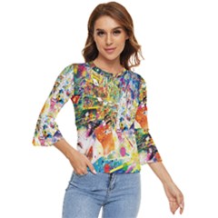 Multicolor Anime Colors Colorful Bell Sleeve Top