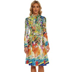 Multicolor Anime Colors Colorful Long Sleeve Shirt Collar A-line Dress by Ket1n9