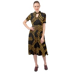 Metallic Snake Skin Pattern Keyhole Neckline Chiffon Dress by Ket1n9