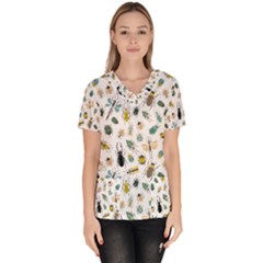 Insect Animal Pattern Women s V-neck Scrub Top by Ket1n9