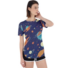 Space Galaxy Planet Universe Stars Night Fantasy Perpetual Short Sleeve T-shirt by Ket1n9