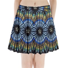 Stained Glass Rose Window In France s Strasbourg Cathedral Pleated Mini Skirt by Ket1n9