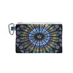 Stained Glass Rose Window In France s Strasbourg Cathedral Canvas Cosmetic Bag (small) by Ket1n9