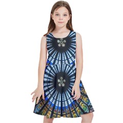 Stained Glass Rose Window In France s Strasbourg Cathedral Kids  Skater Dress by Ket1n9