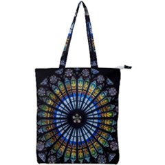 Stained Glass Rose Window In France s Strasbourg Cathedral Double Zip Up Tote Bag by Ket1n9