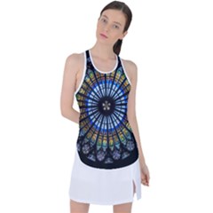 Stained Glass Rose Window In France s Strasbourg Cathedral Racer Back Mesh Tank Top