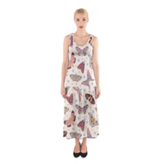 Pattern With Butterflies Moths Sleeveless Maxi Dress by Ket1n9