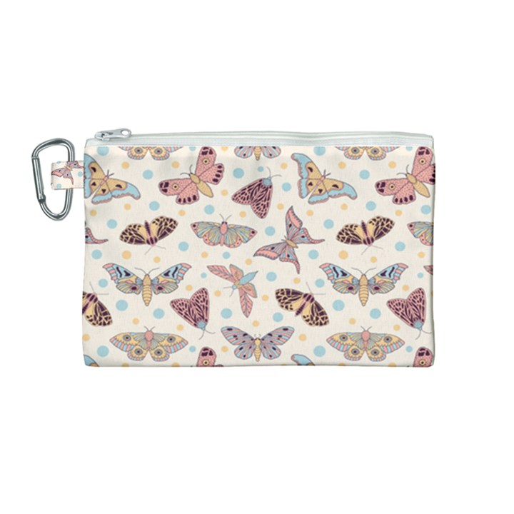 Pattern With Butterflies Moths Canvas Cosmetic Bag (Medium)