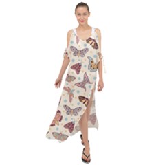 Another Monster Pattern Maxi Chiffon Cover Up Dress