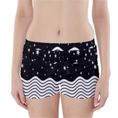 Black And White Waves And Stars Abstract Backdrop Clipart Boyleg Bikini Wrap Bottoms