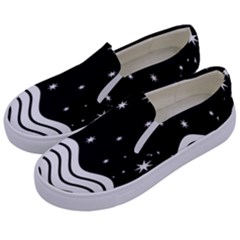 Black And White Waves And Stars Abstract Backdrop Clipart Kids  Canvas Slip Ons