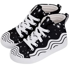 Black And White Waves And Stars Abstract Backdrop Clipart Kids  Hi-top Skate Sneakers by Hannah976