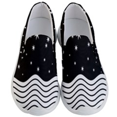 Black And White Waves And Stars Abstract Backdrop Clipart Men s Lightweight Slip Ons by Hannah976