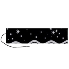 Black And White Waves And Stars Abstract Backdrop Clipart Roll Up Canvas Pencil Holder (l) by Hannah976