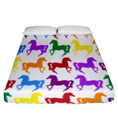 Colorful Horse Background Wallpaper Fitted Sheet (queen Size) by Hannah976