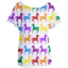 Colorful Horse Background Wallpaper Women s Oversized T-shirt